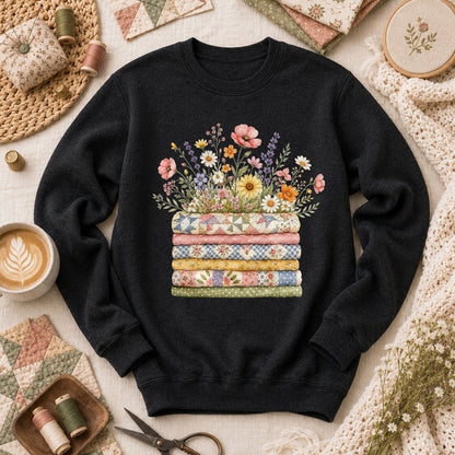 Wildflower Bouquet Quilt Stack - Black