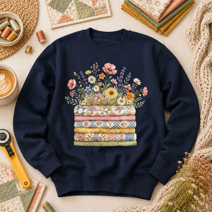 Wildflower Bouquet Quilt Stack - Navy