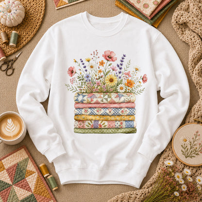 Wildflower Bouquet Quilt Stack - White