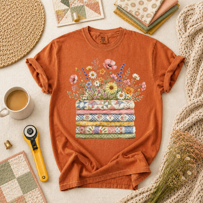 Wildflower Bouquet Quilt Stack T-Shirt - Yam