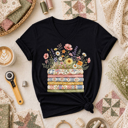 Wildflower Bouquet Quilt Stack - Black