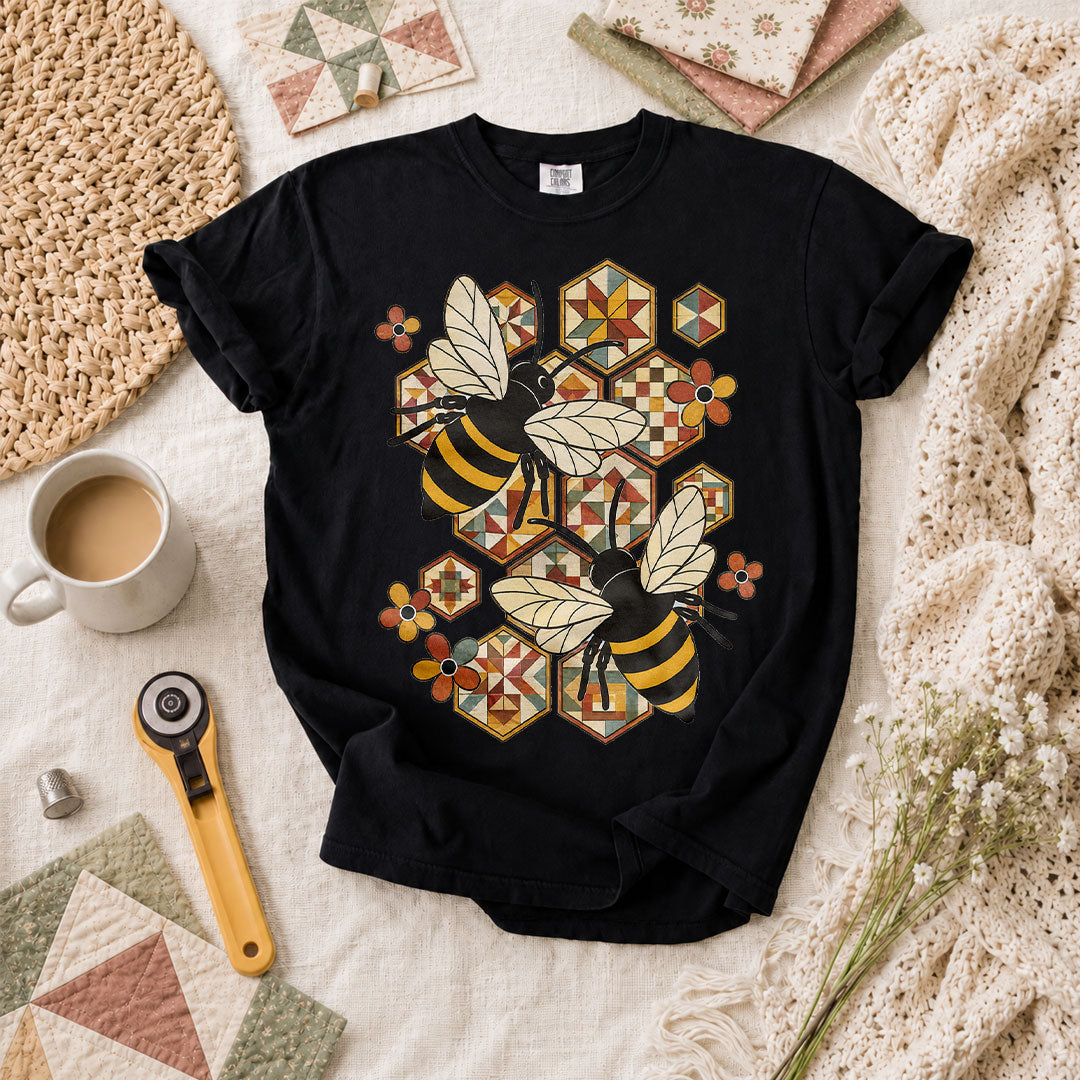 Quilt Bees Honeycomb T-Shirt - Black