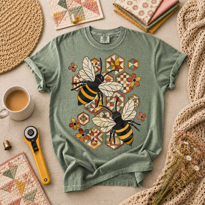Quilt Bees Honeycomb T-Shirt - Forest