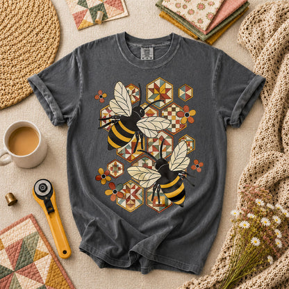Quilt Bees Honeycomb T-Shirt - Grey