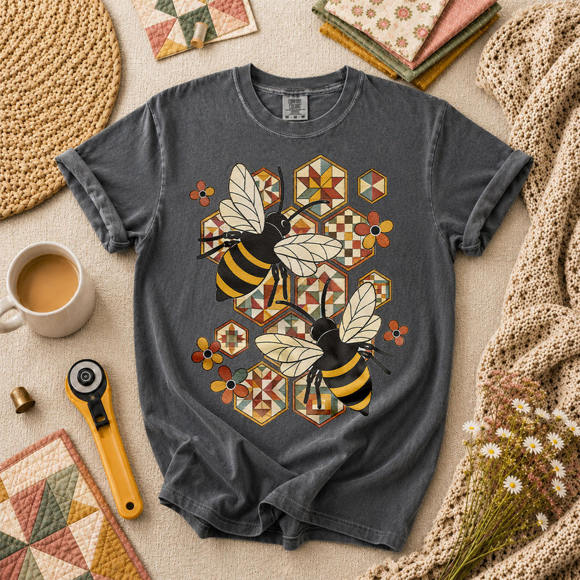 Quilt Bees Honeycomb T-Shirt - Grey