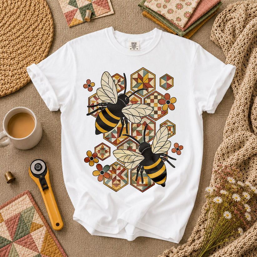 Quilt Bees Honeycomb T-Shirt - White