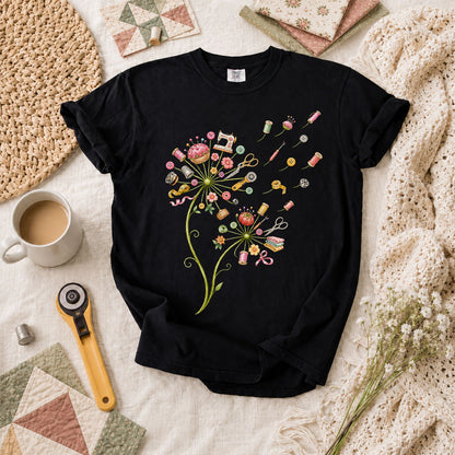 Sewing Supplies Dandelion T-Shirt - Black