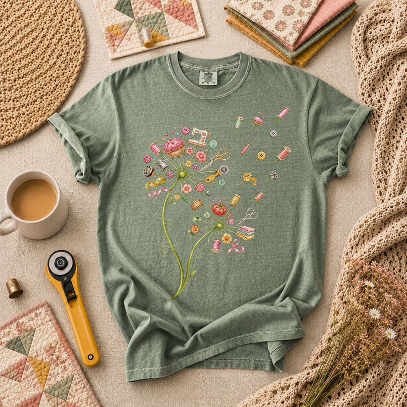 Sewing Supplies Dandelion T-Shirt - Forest