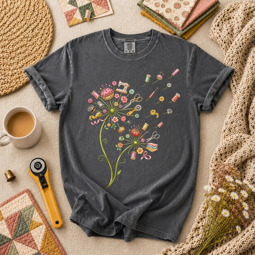 Sewing Supplies Dandelion T-Shirt - Grey