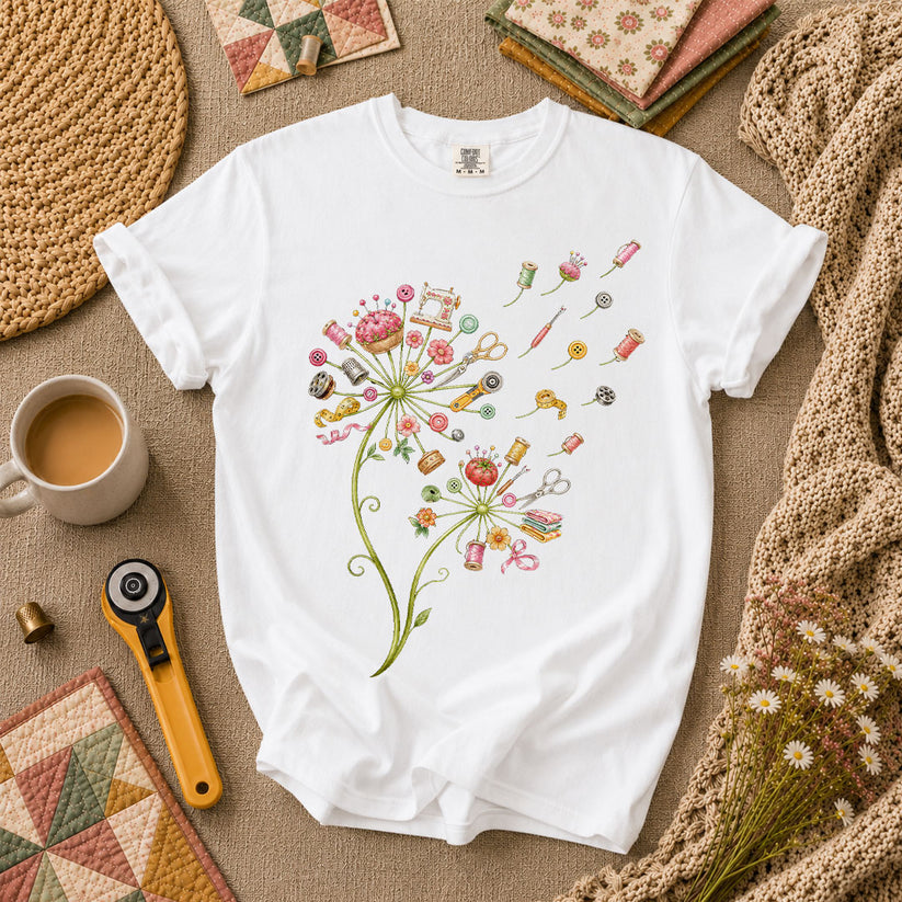 Sewing Supplies Dandelion T-Shirt - White
