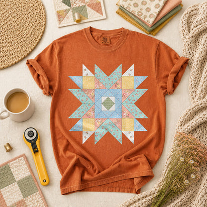 Pastel Star Quilt Block T-Shirt - Yam