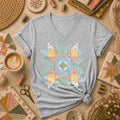 Pastel Star Quilt Block Women's V-Neck