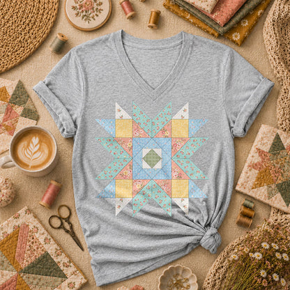 Pastel Star Quilt Block - Sport Grey