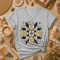 Sunflower Quilt Star Butterflies Women's V-Neck