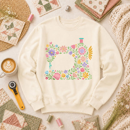 Pastel Sewing Machine Wildflowers - Natural