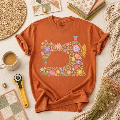 Pastel Sewing Machine Wildflowers T-Shirt - Yam