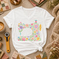 Pastel Sewing Machine Wildflowers Women's V-Neck