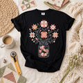 Autumn Sewing Bouquet Mason Jar T-Shirt | Warm Fall Star Quilt Blocks Mason Jar Quilter Tee