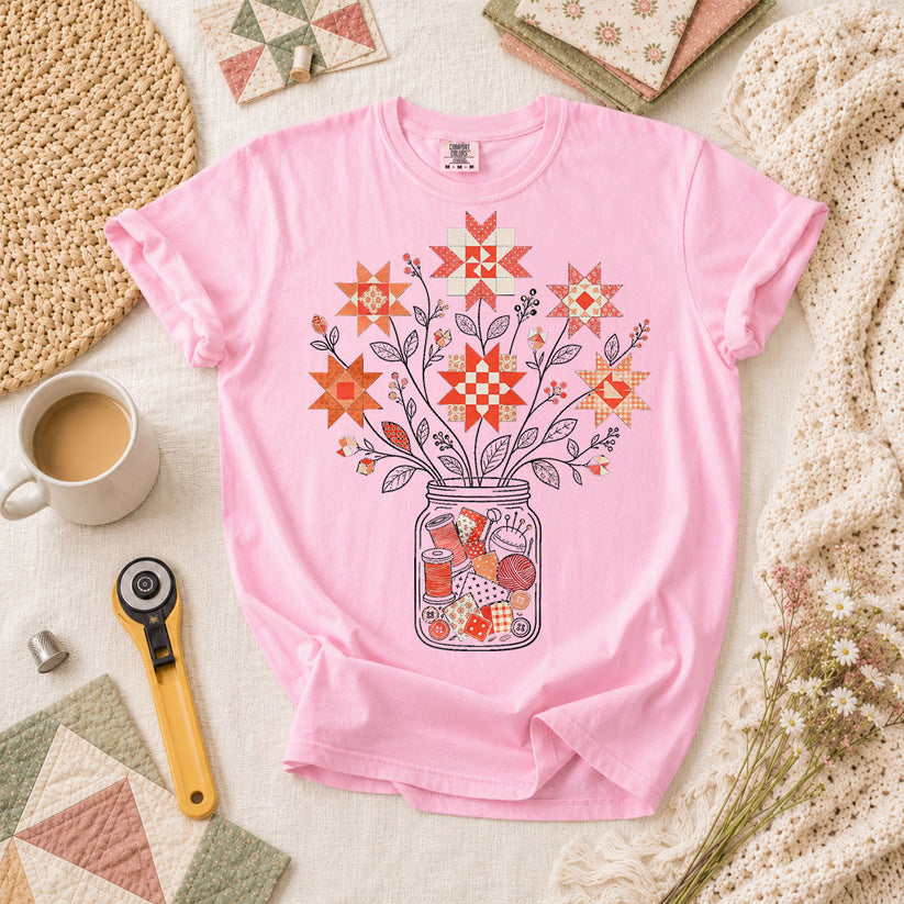 Autumn Sewing Bouquet Mason Jar T-Shirt - Blossom