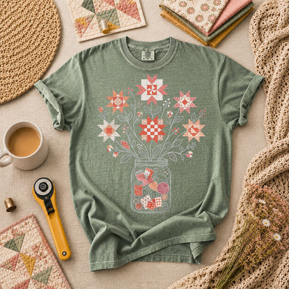 Autumn Sewing Bouquet Mason Jar T-Shirt - Forest