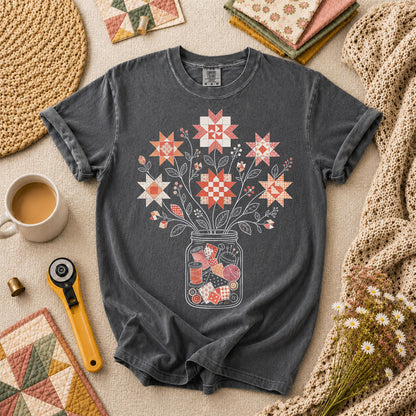 Autumn Sewing Bouquet Mason Jar T-Shirt - Grey
