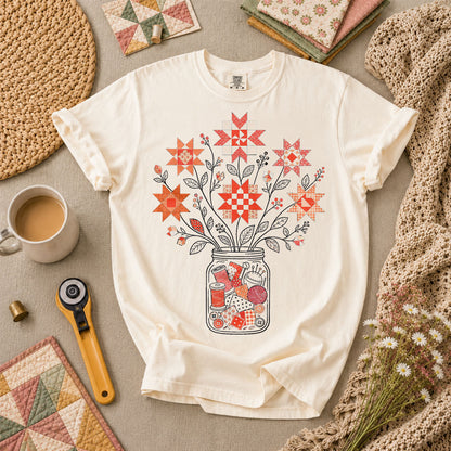 Autumn Sewing Bouquet Mason Jar T-Shirt - Ivory