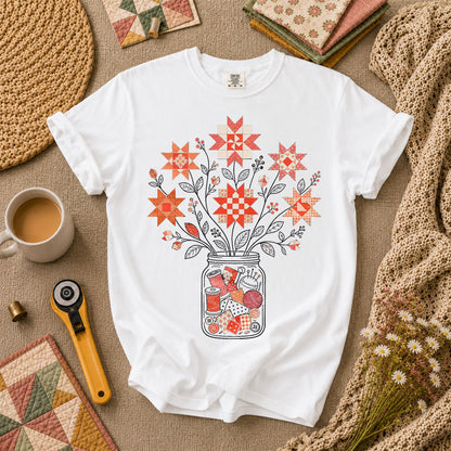 Autumn Sewing Bouquet Mason Jar T-Shirt - White