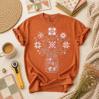 Autumn Sewing Bouquet Mason Jar T-Shirt - Yam