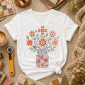 Autumn Sewing Bouquet Mason Jar Women's V-Neck