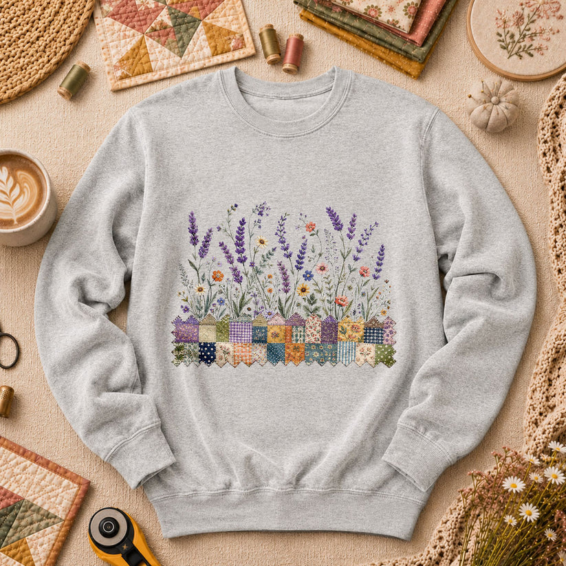 Wildflowers Patchwork Border Quilt - Sport Grey