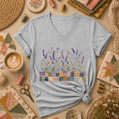 Wildflowers Patchwork Border Quilt - Sport Grey