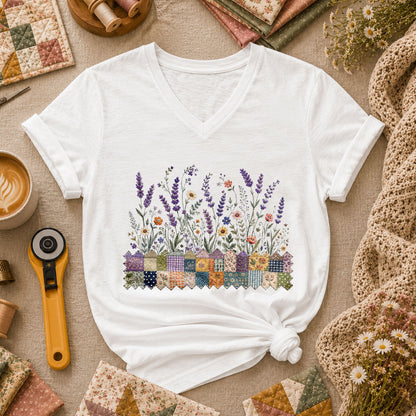 Wildflowers Patchwork Border Quilt - White