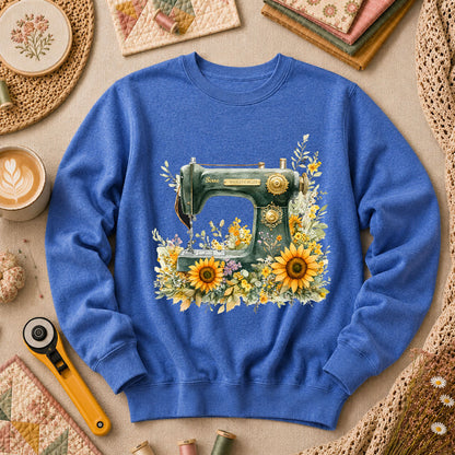 Vintage Sewing Machine Sunflowers - Heather True Royal
