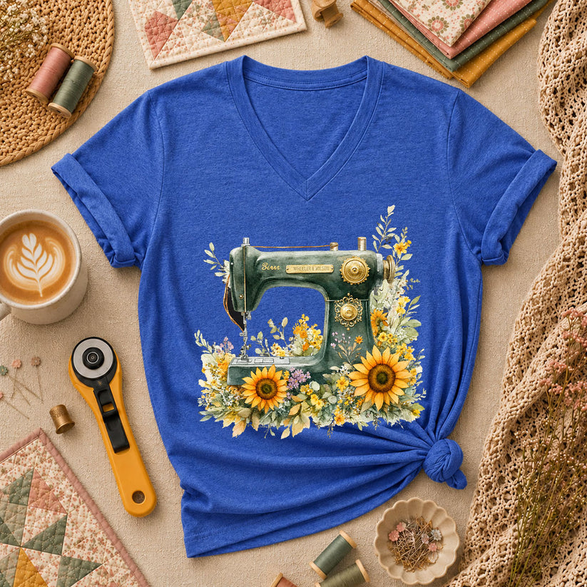 Vintage Sewing Machine Sunflowers - Heather True Royal