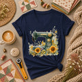 Vintage Sewing Machine Sunflowers Women's V-Neck