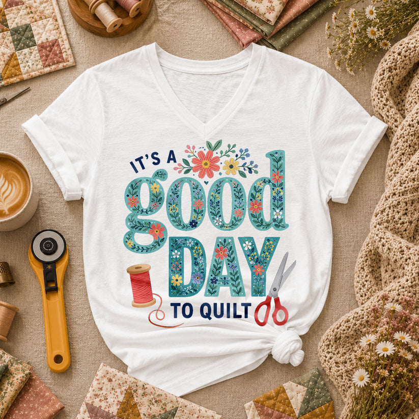 It's A Good Day To Quilt - White