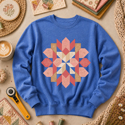 Rose Compass Quilt Block - Heather True Royal