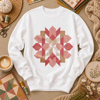 Rose Compass Quilt Block - White