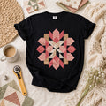 Rose Compass Quilt Block T-Shirt | Blush Pink Rose Compass Star Quilter Tee