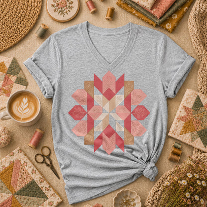 Rose Compass Quilt Block - Sport Grey
