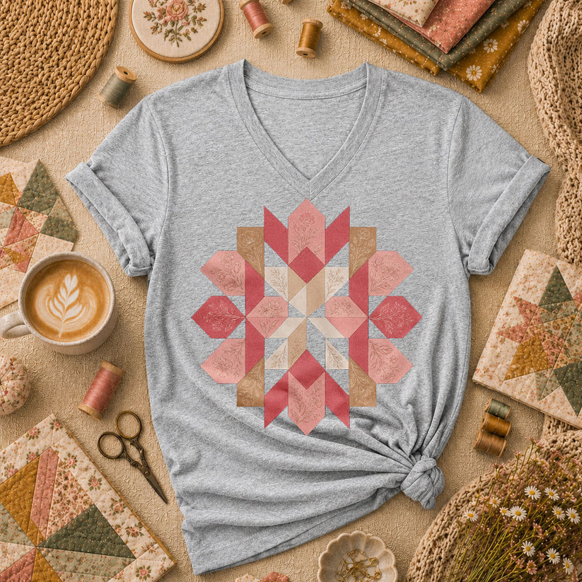 Rose Compass Quilt Block - Sport Grey