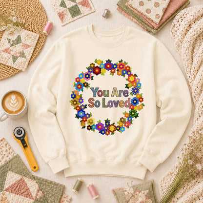 You Are So Loved Floral Wreath - Natural