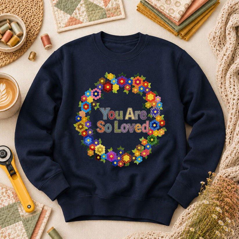 You Are So Loved Floral Wreath - Navy