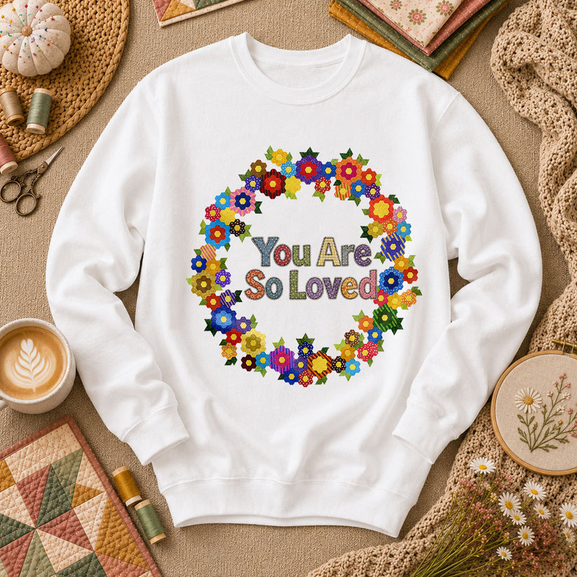 You Are So Loved Floral Wreath - White