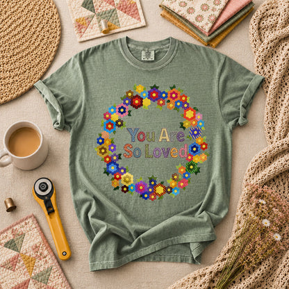 You Are So Loved Floral Wreath T-Shirt - Forest