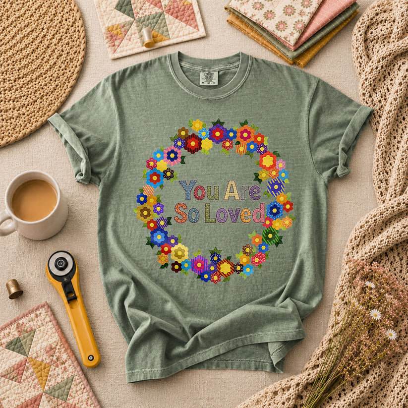 You Are So Loved Floral Wreath T-Shirt - Forest