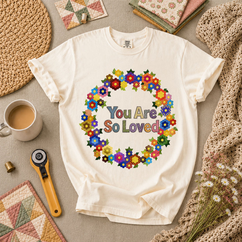 You Are So Loved Floral Wreath T-Shirt - Ivory