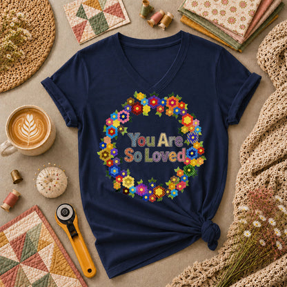 You Are So Loved Floral Wreath - Navy