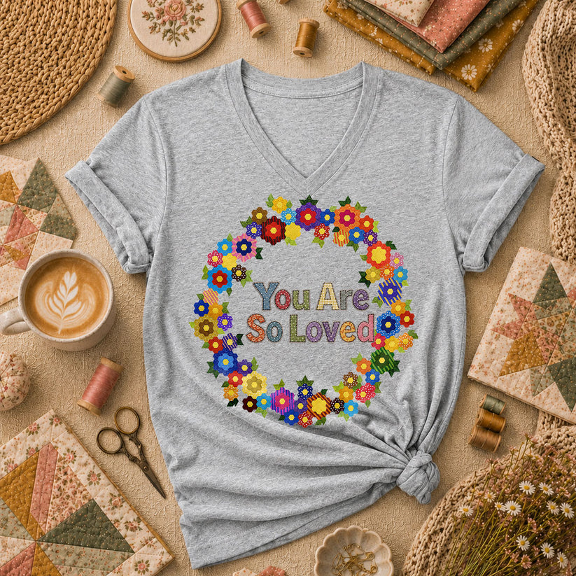 You Are So Loved Floral Wreath - Sport Grey