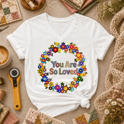 You Are So Loved Floral Wreath - White